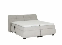 Boxspring Reynosa Gel 180x200cm - stof - zilver met opbergruimte & elektrisch