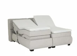 Boxspring Reynosa Gel 180x200cm - stof - zilver met opbergruimte & elektrisch