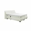 Boxspring Reynosa Gel 180x200cm - stof - ivoor met opbergruimte & elektrisch
