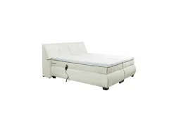 Boxspring Reynosa Gel 180x200cm - stof - ivoor met opbergruimte & elektrisch