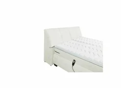 Boxspring Reynosa Gel 180x200cm - stof - ivoor met opbergruimte & elektrisch