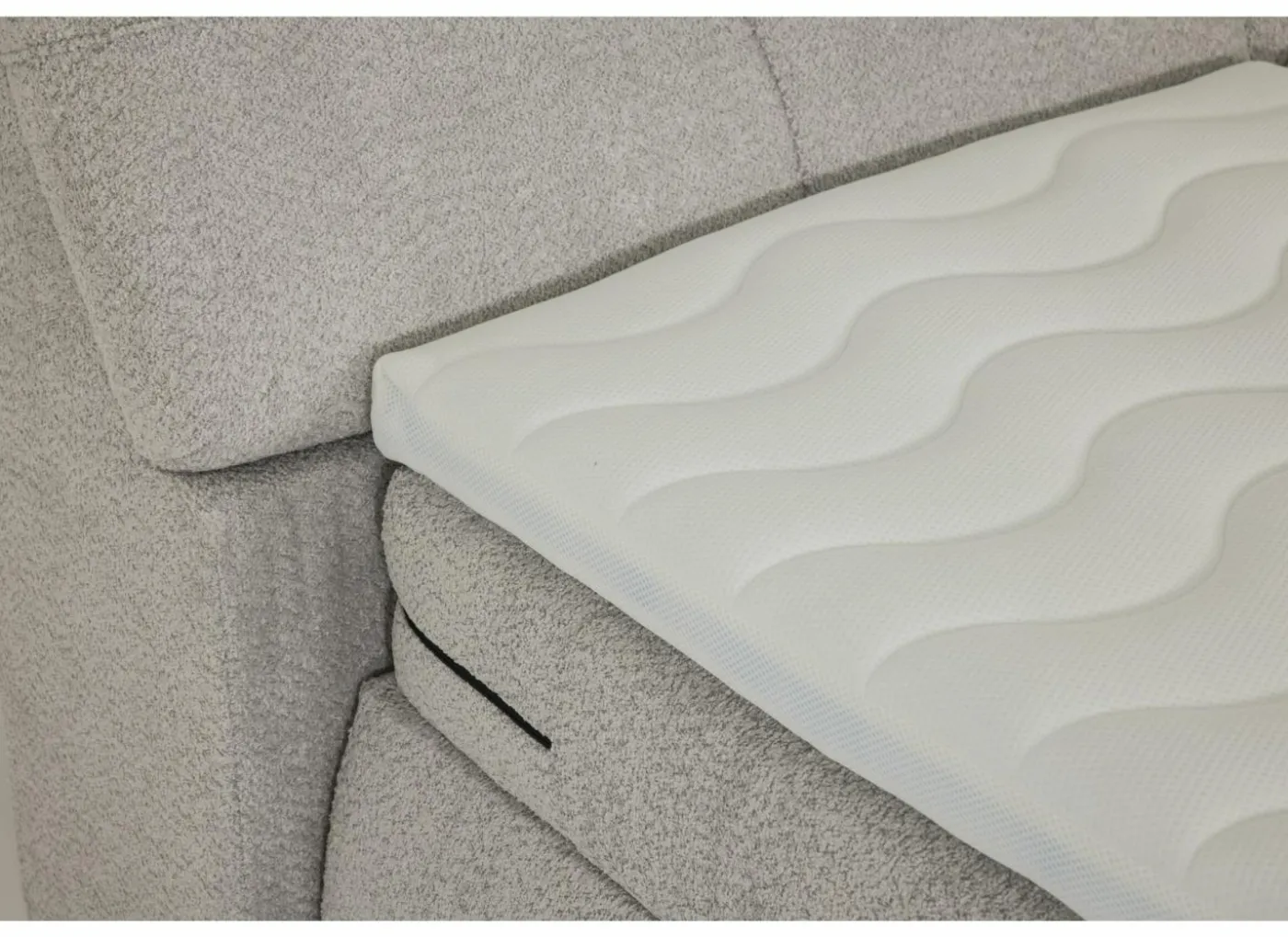 Boxspring Reynosa 180x200cm - stof - zilver met opbergruimte & elektrisch