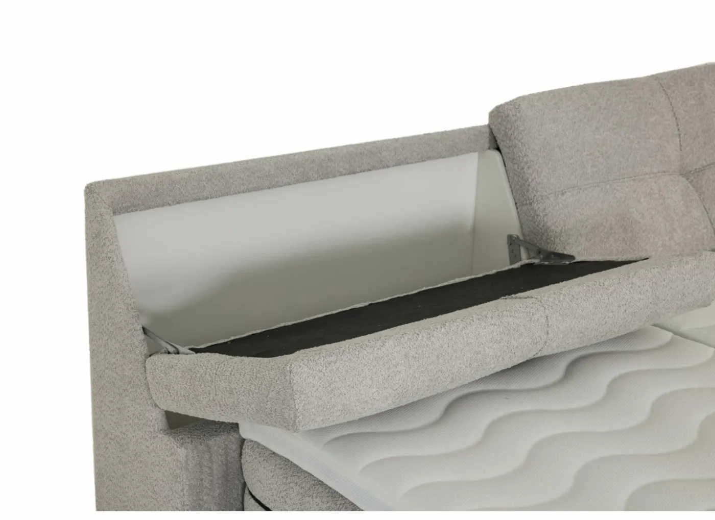 Boxspring Reynosa 180x200cm - stof - zilver met opbergruimte & elektrisch