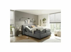 Boxspring Reynosa 180x200cm - stof - grafiet met opbergruimte & elektrisch