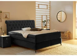Boxspring Scarlett Normal 180x200cm - stof - zwart