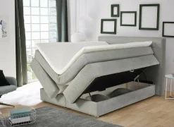 Boxspring Simone 160x200cm - stof - lichtgrijs met opbergruimte