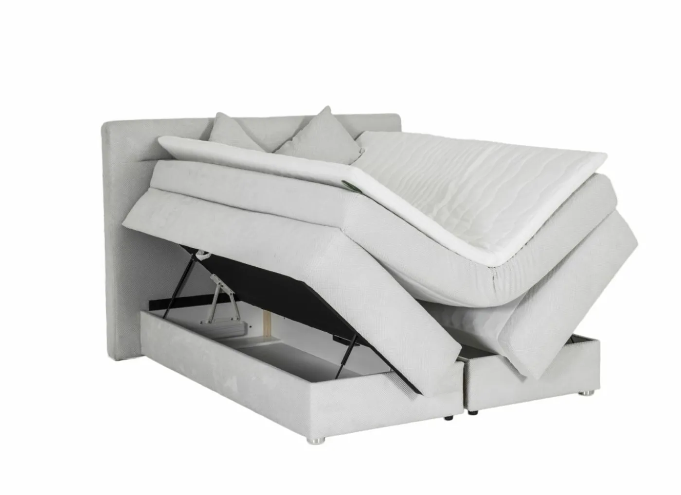 Boxspring Simone 180x200cm - stof - ecru met opbergruimte