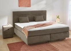 Boxspring Simone 160x200cm - stof - bruin met opbergruimte
