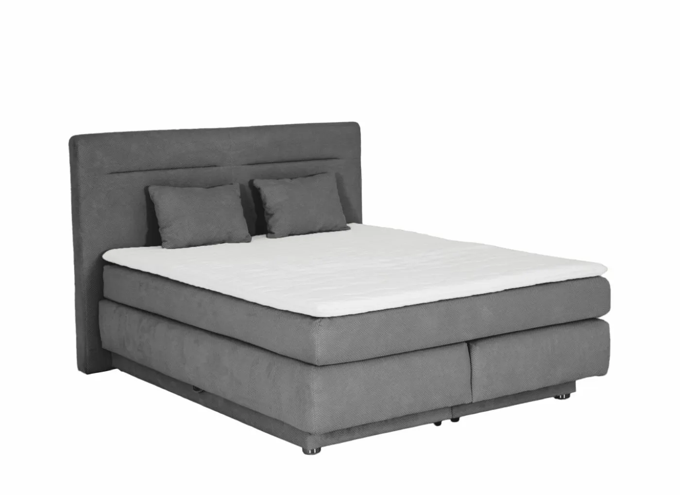 Boxspring Simone 160x200cm - stof - middengrijs met opbergruimte