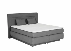 Boxspring Simone 180x200cm - stof - middengrijs met opbergruimte