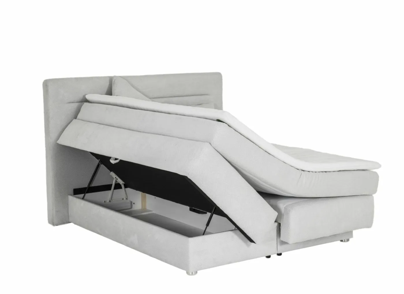 Boxspring Simone 160x200cm - stof - ecru met opbergruimte