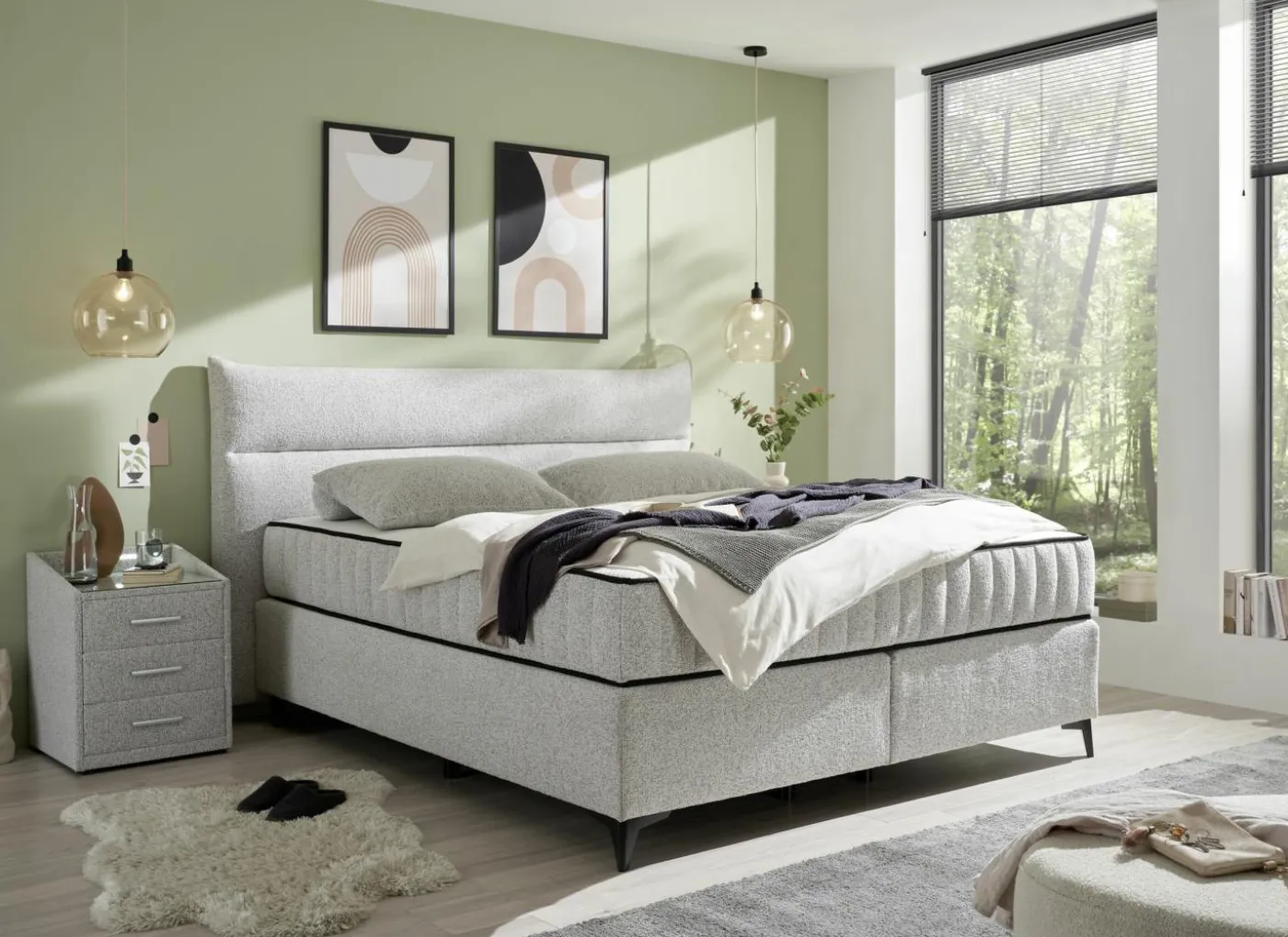 Boxspring Vlieland 180x200cm - stof - dove