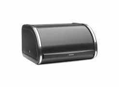 Broodtrommel met schuifdeksel 26,50x31,60x17,30cm - staal - matt black