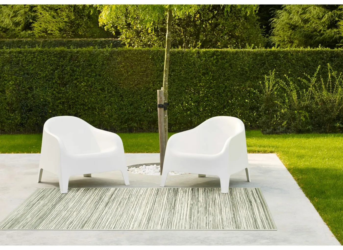Buitentapijt Brandon 60x110cm - polypropyleen - beige & grijs