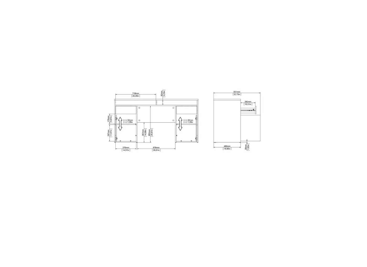 Bureau Function Plus 149x48x78cm - decor - bruin