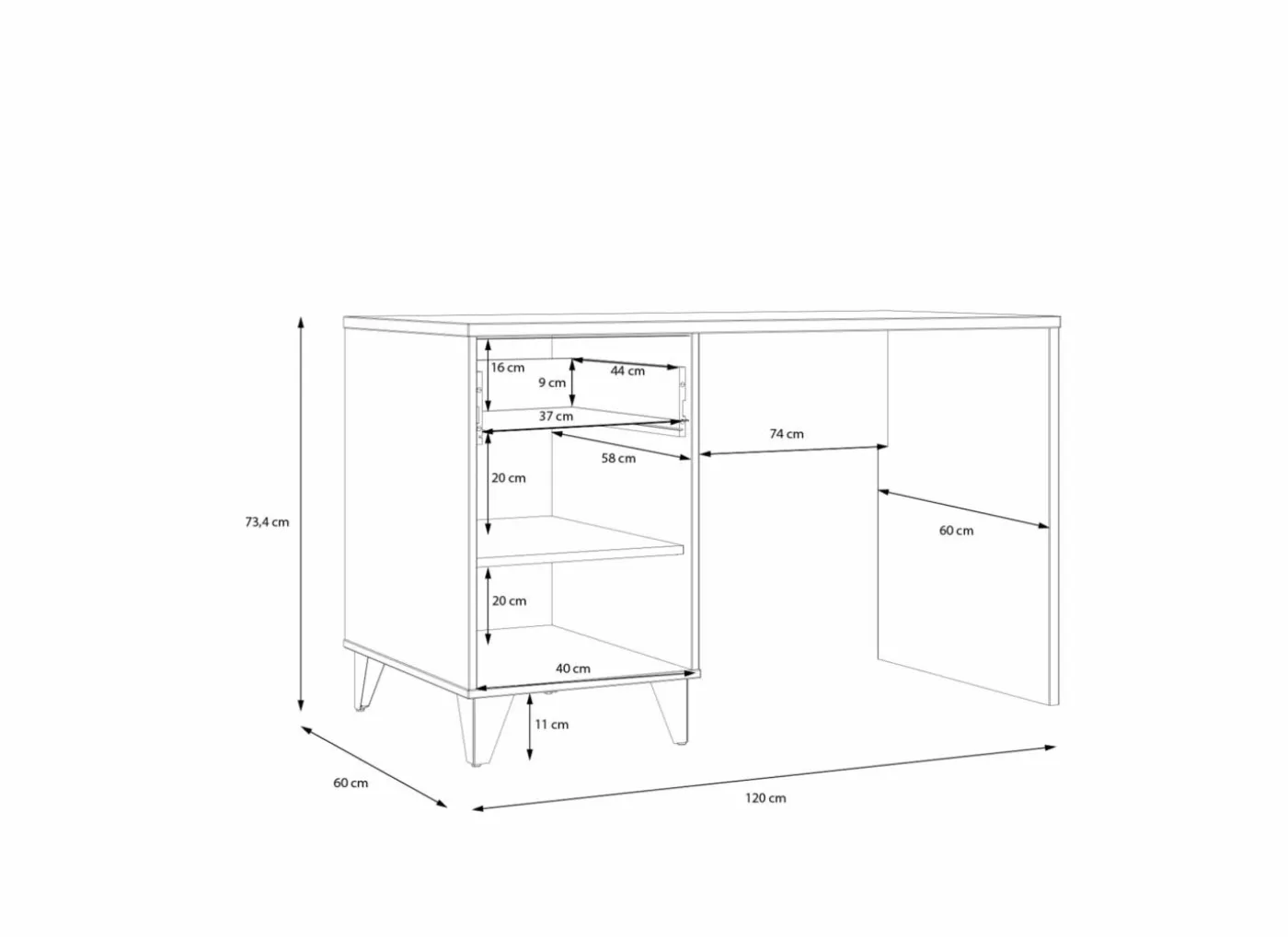Bureau Lya 120x60cm - decor - cabezone oak & mauvella oak