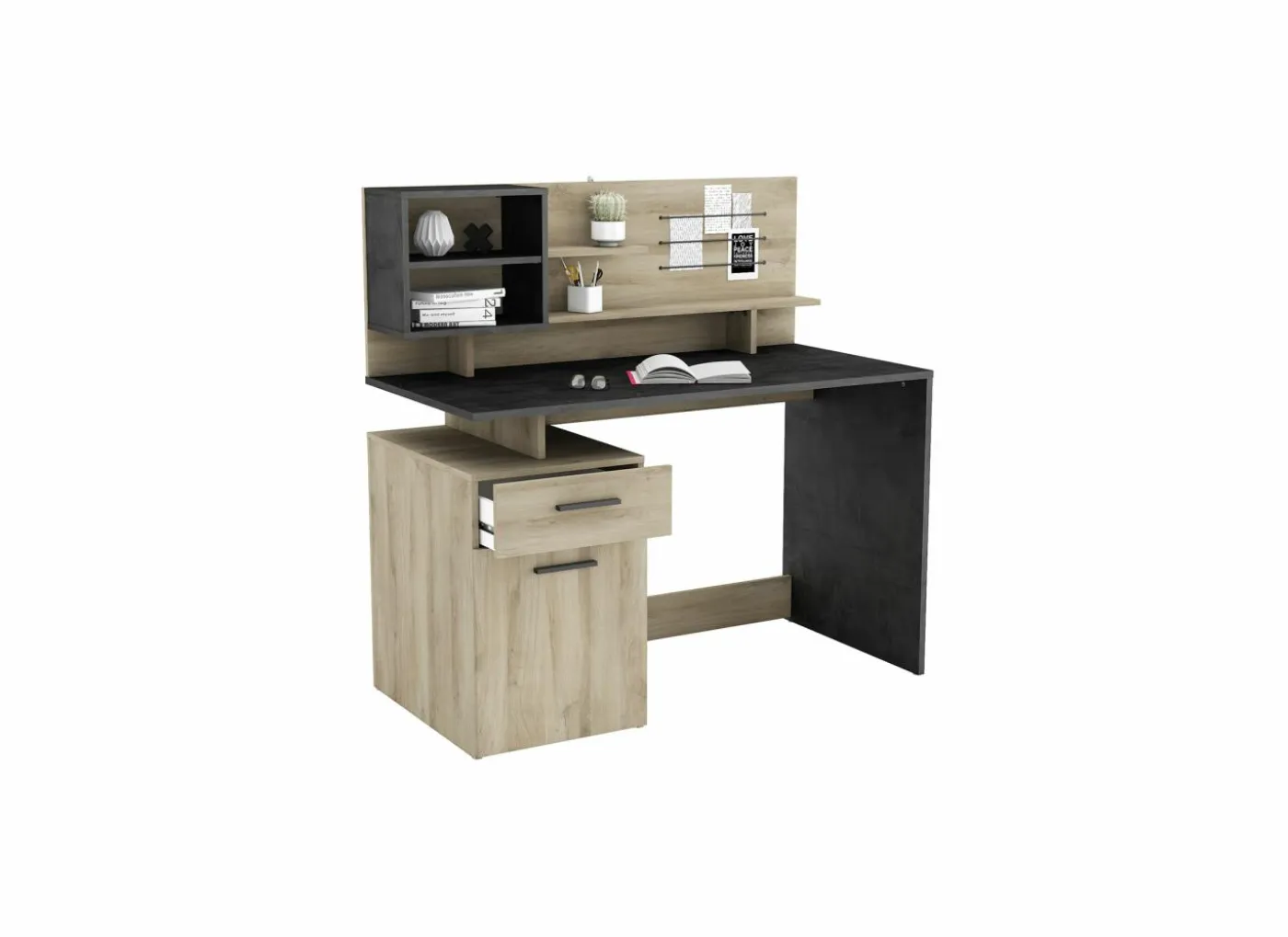 Bureau Malicia 122x59cm - decor - eik & zwart