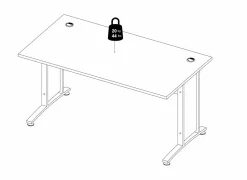 Bureaublad Prima 150x80x3cm - decor - eik