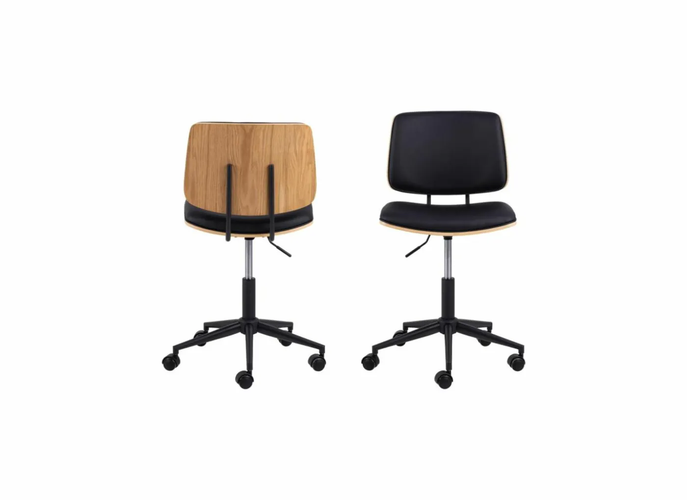 Bureaustoel 48,5x54x91cm - hout massief & fineer - zwart