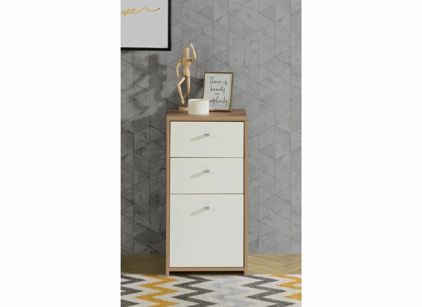 Commode Best Chest 40x30x78cm - decor - artisanale eik & wit