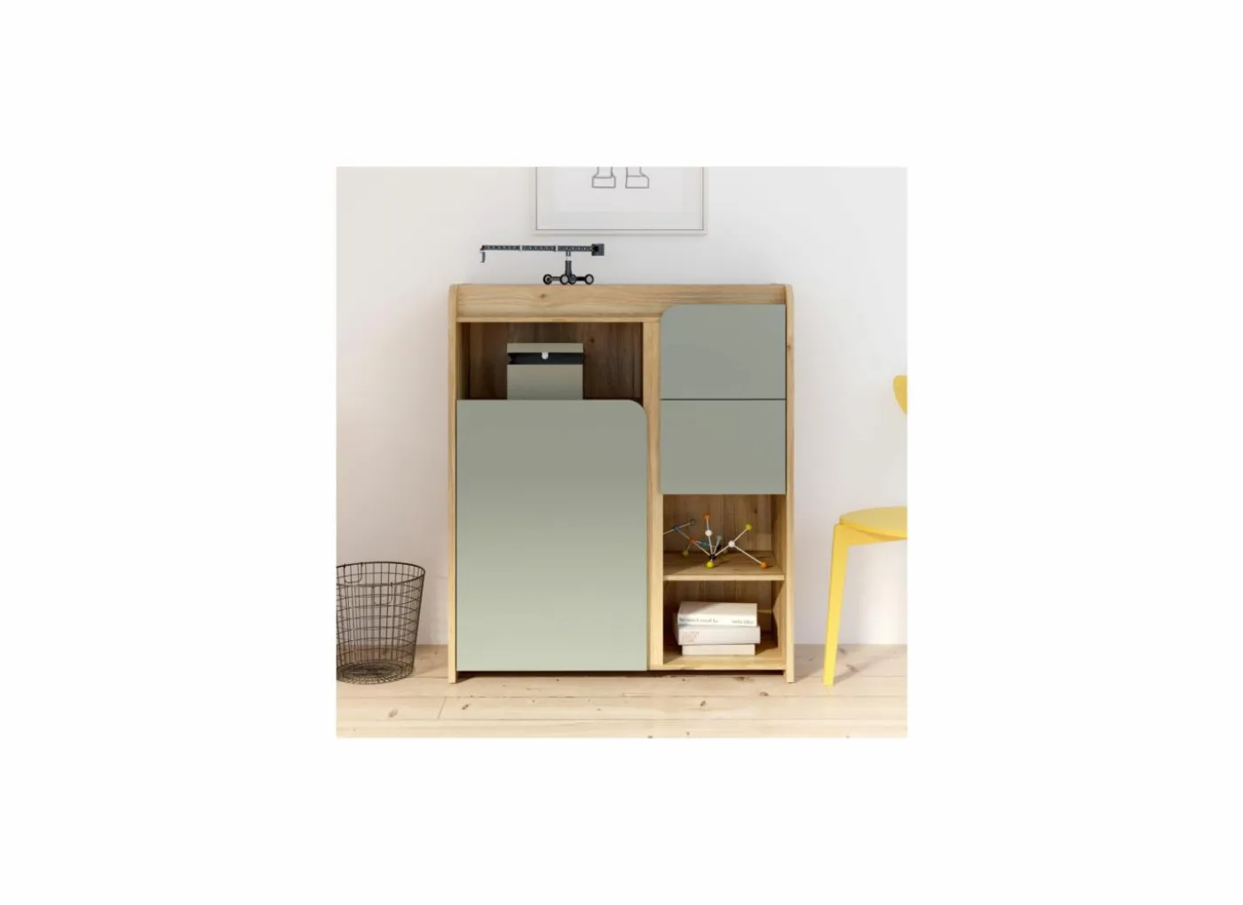 Commode Hoa 105x41x120cm - decor - mauvella eik & groen