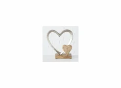Deco Hart Carolyn H22cm - mango massief - bruin & zilver