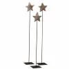 Deco Ster Teak op voet H135cm - hout massief & metaal - grijs & zwart