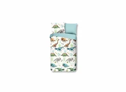 Dekbedovertrek Dino 140x220cm - flanel - multicolor