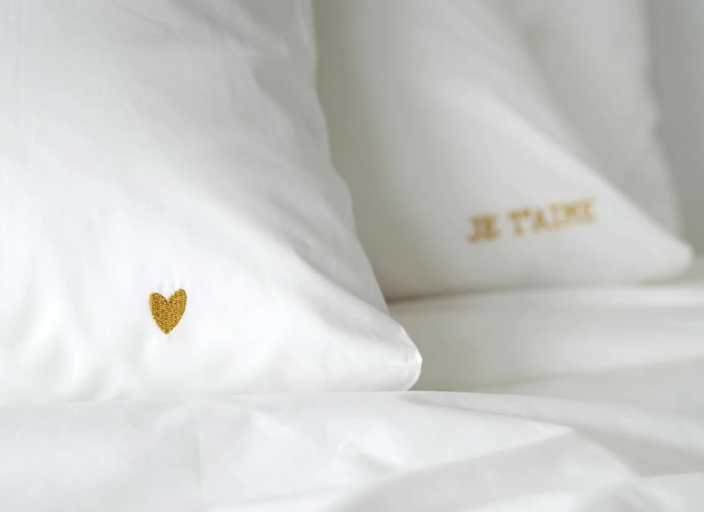 Dekbedovertrek Je t'aime 240x200/220cm - percale - goud