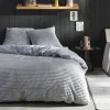 Dekbedovertrek Ribbed 220x240cm - polyester - blauw