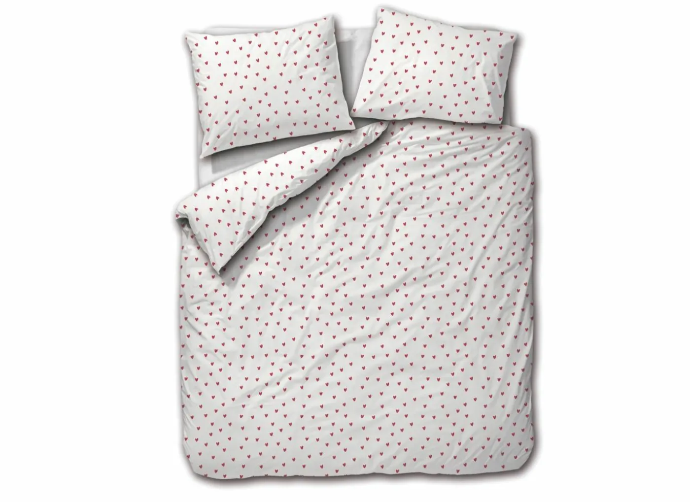 Dekbedovertrek 140x200/220cm - katoen - hearts red