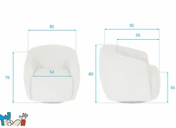 Draaifauteuil Gela 85x95x80cm - stof - lichtbruin
