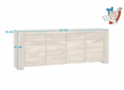 Dressoir Carbone 225cm - sheesham massief & decor - naturel