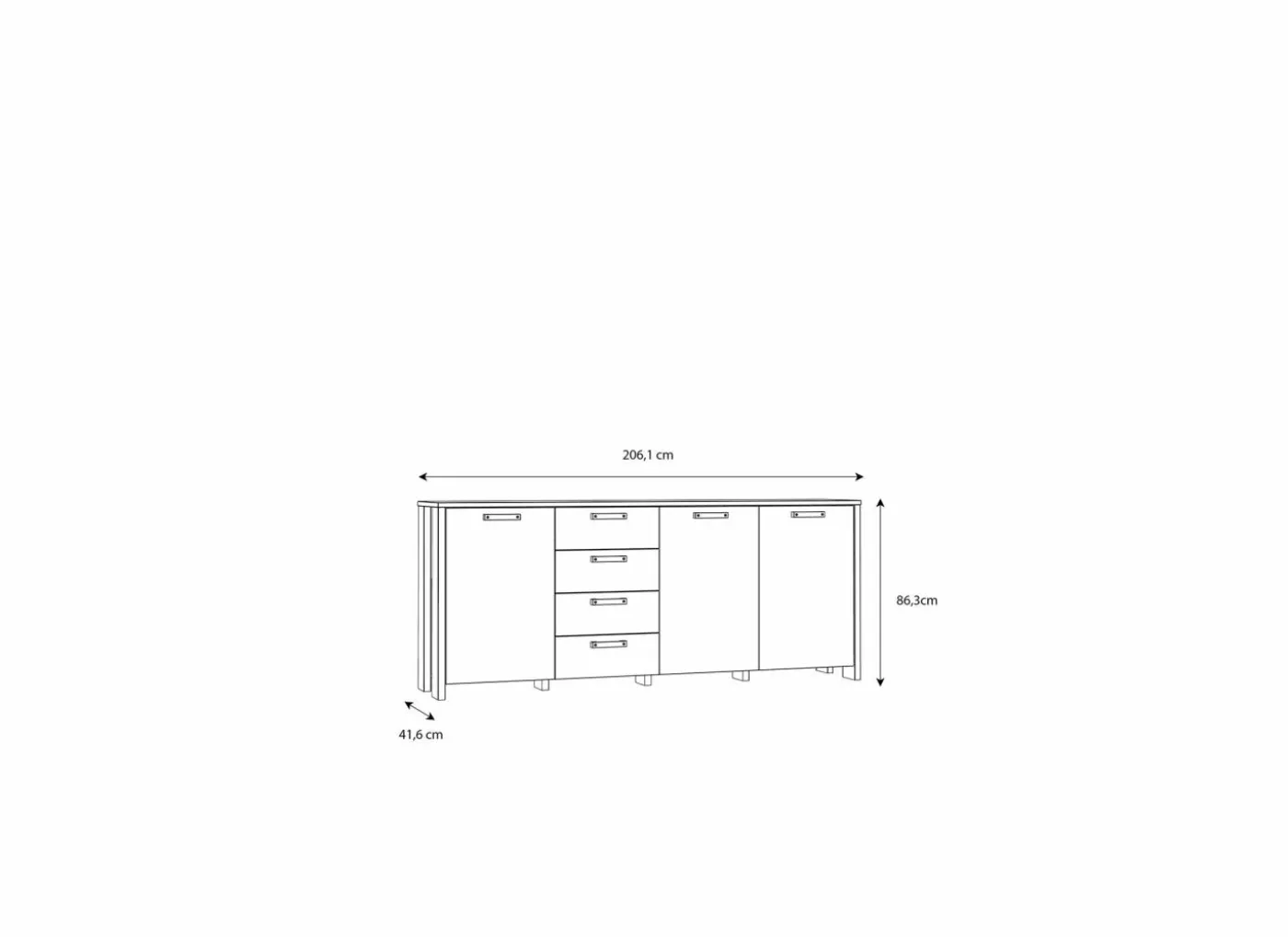 Dressoir Clif 206cm - decor - old wood & beton