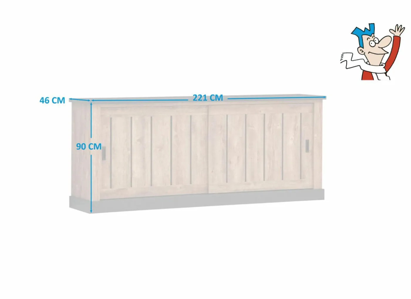 Dressoir Etienne 221cm - decor - industriële eik & zwart