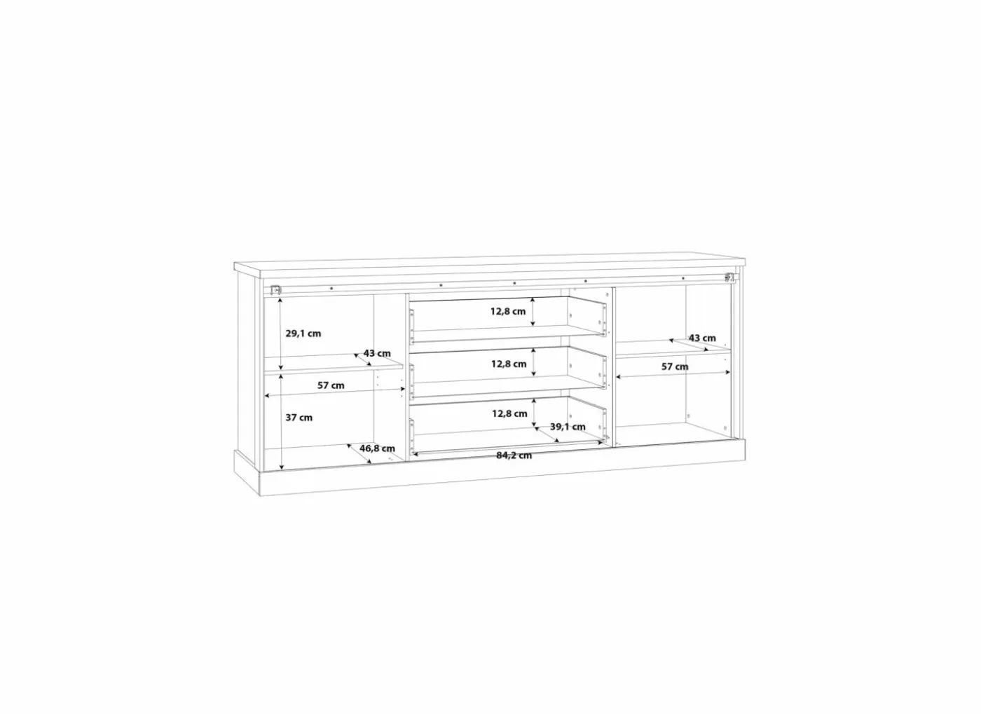 Dressoir Kaszimiro 213cm - decor - waterford eik & zwart