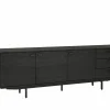 Dressoir Mauri 240cm - eik massief & decor - zwart