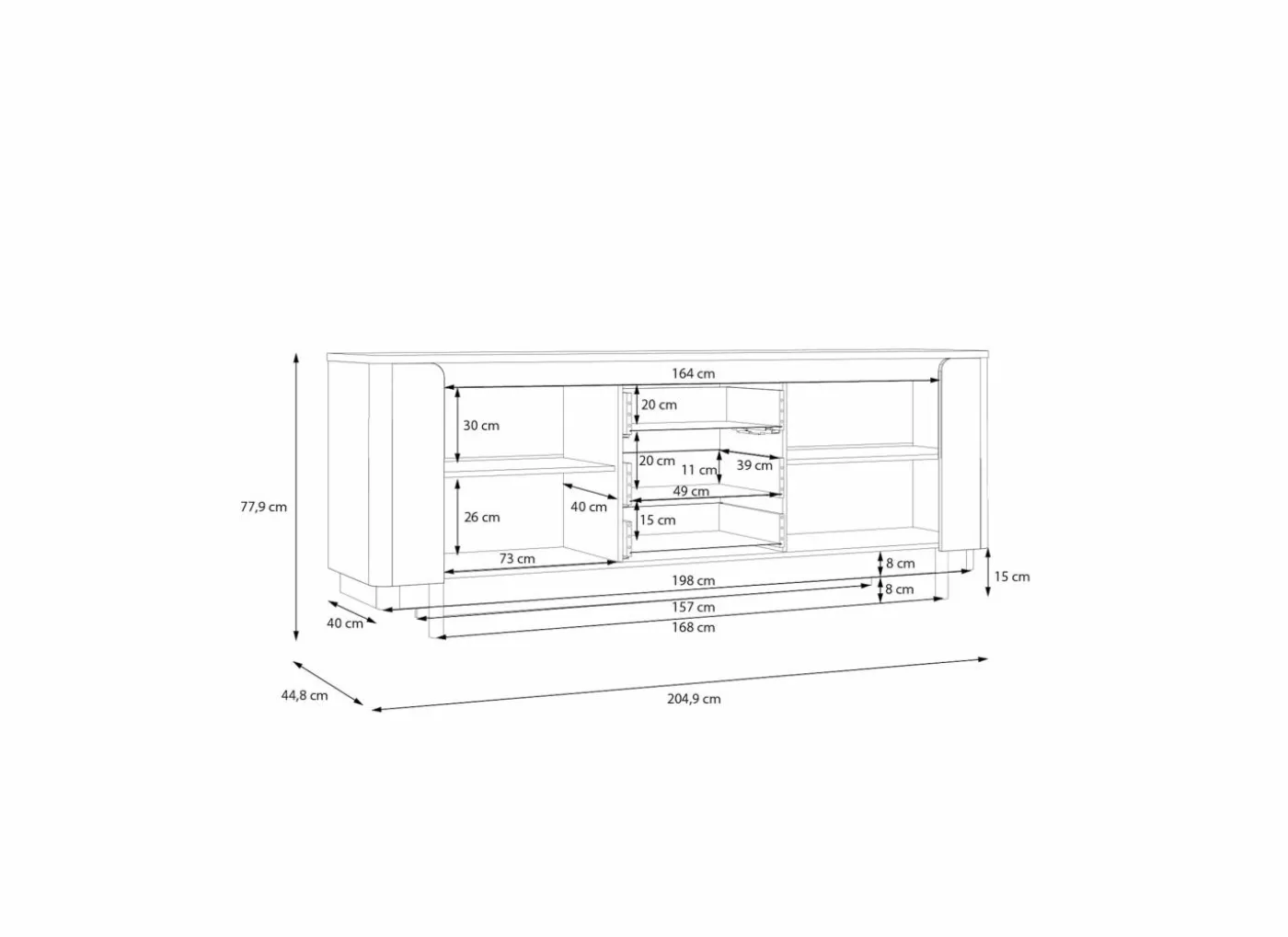 Dressoir Vodol 205cm - decor - zand & zwart
