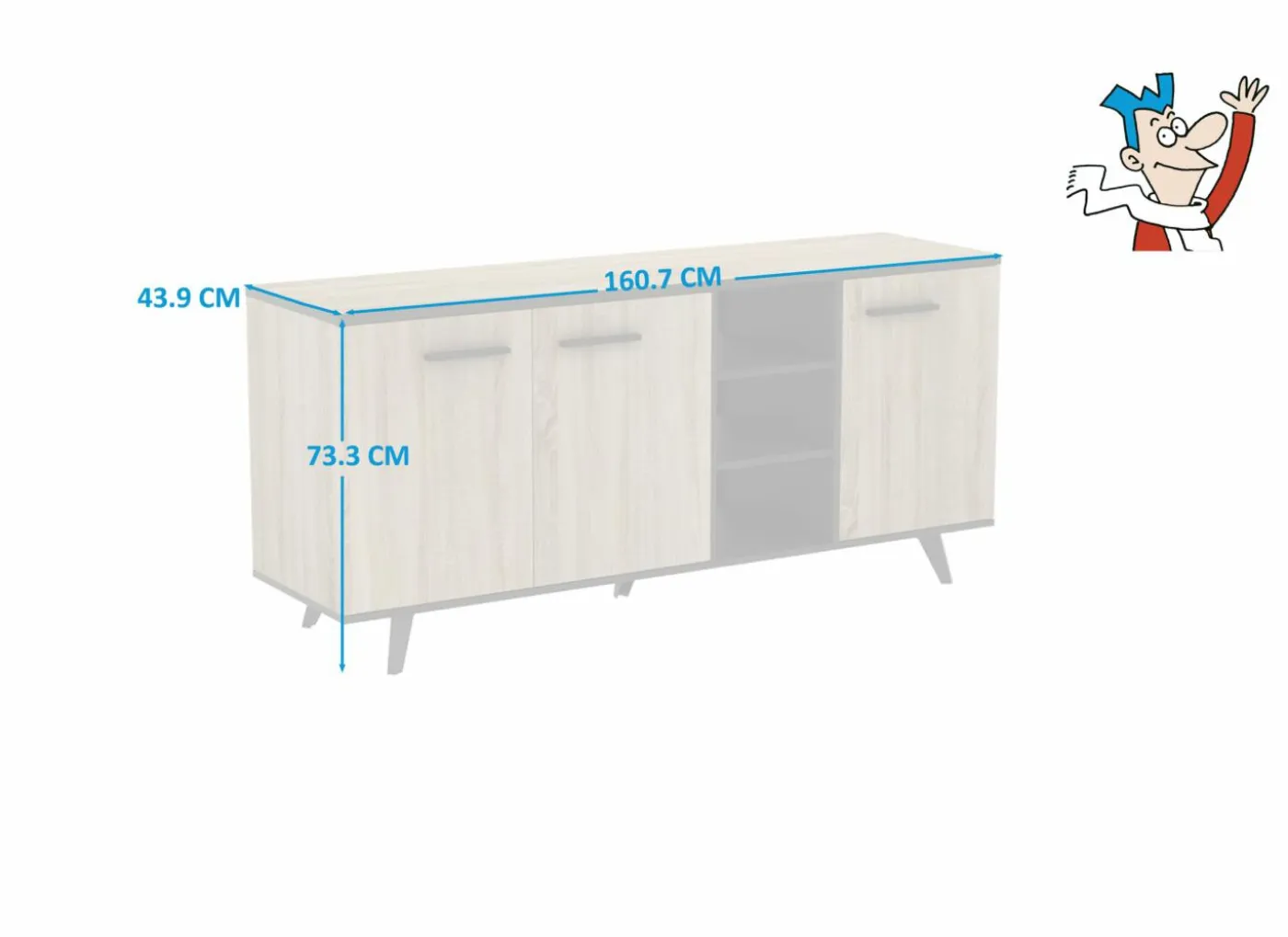 Dressoir Wayne 160,7cm - decor - eik & zwart