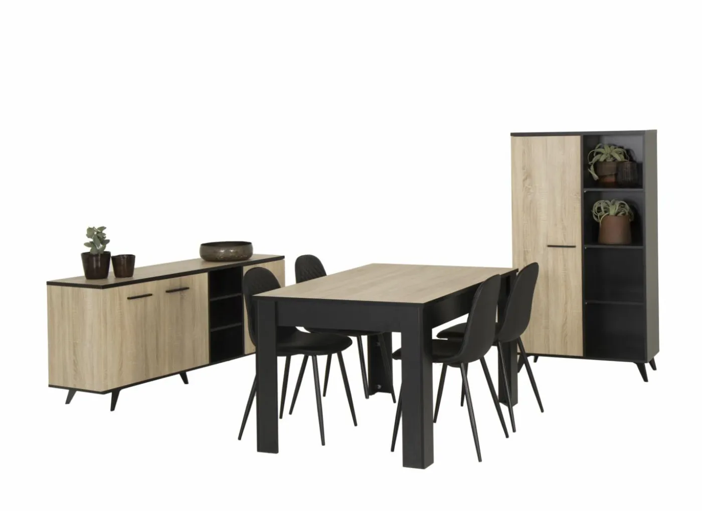 Dressoir Wayne 160,7cm - decor - eik & zwart