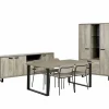Eetkamer Como 2 met 4 stoelen Epoca beige - tafel 170x95cm - dressoir 220cm - kast 120cm