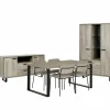 Eetkamer Como 2 met 4 stoelen Epoca beige - tafel 170x95cm - dressoir 170cm - bergkast 120cm