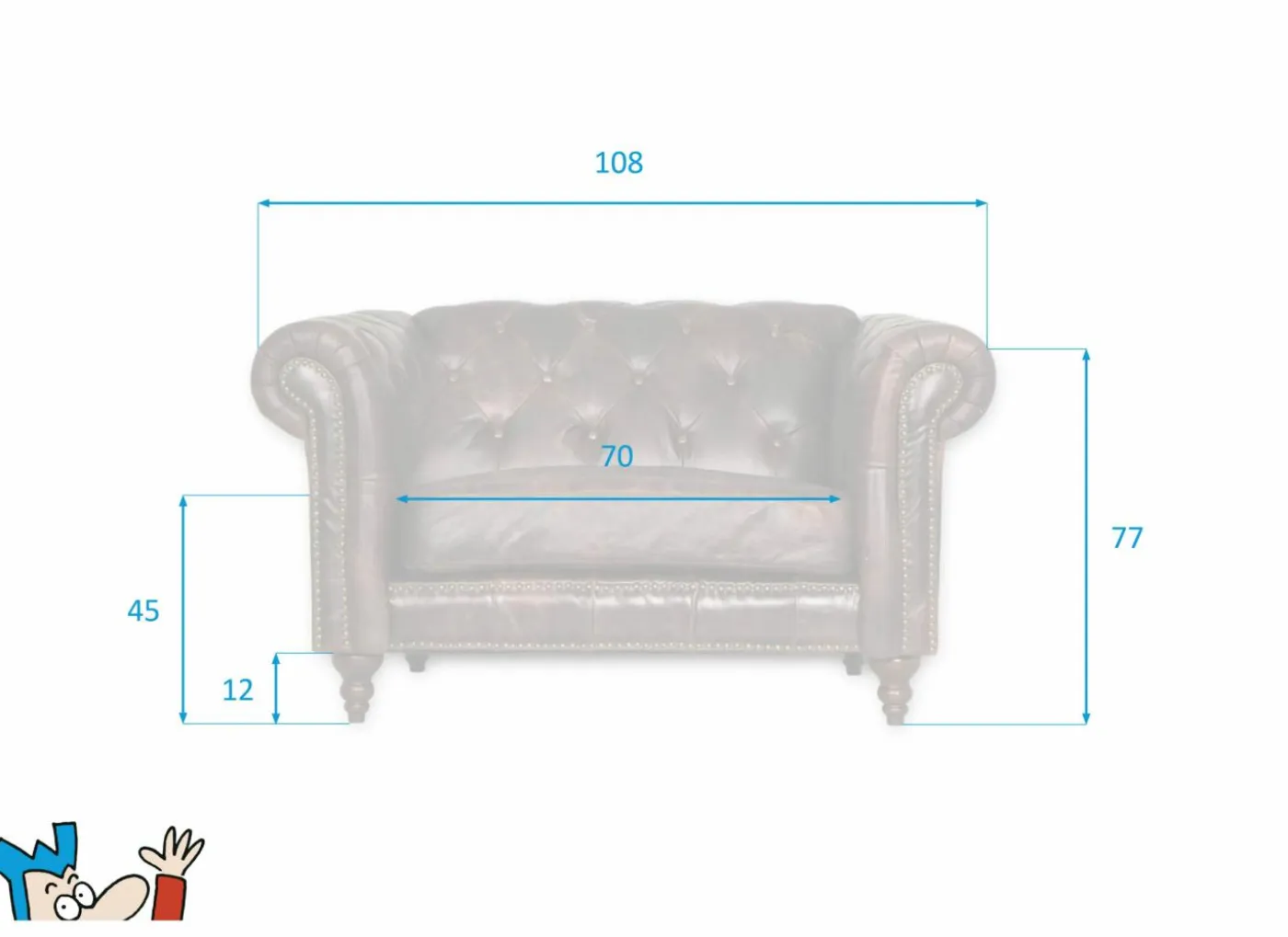 Fauteuil Chesterfield Stanley 1-zit - leder - bruin