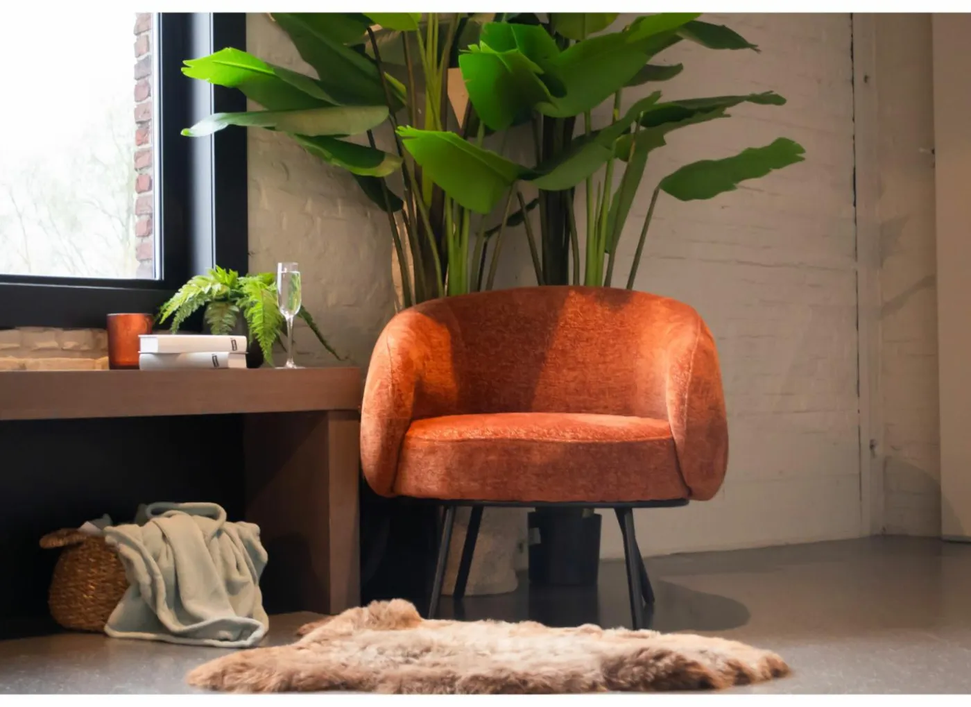 Fauteuil Crush 74x68x74cm - stof - roest