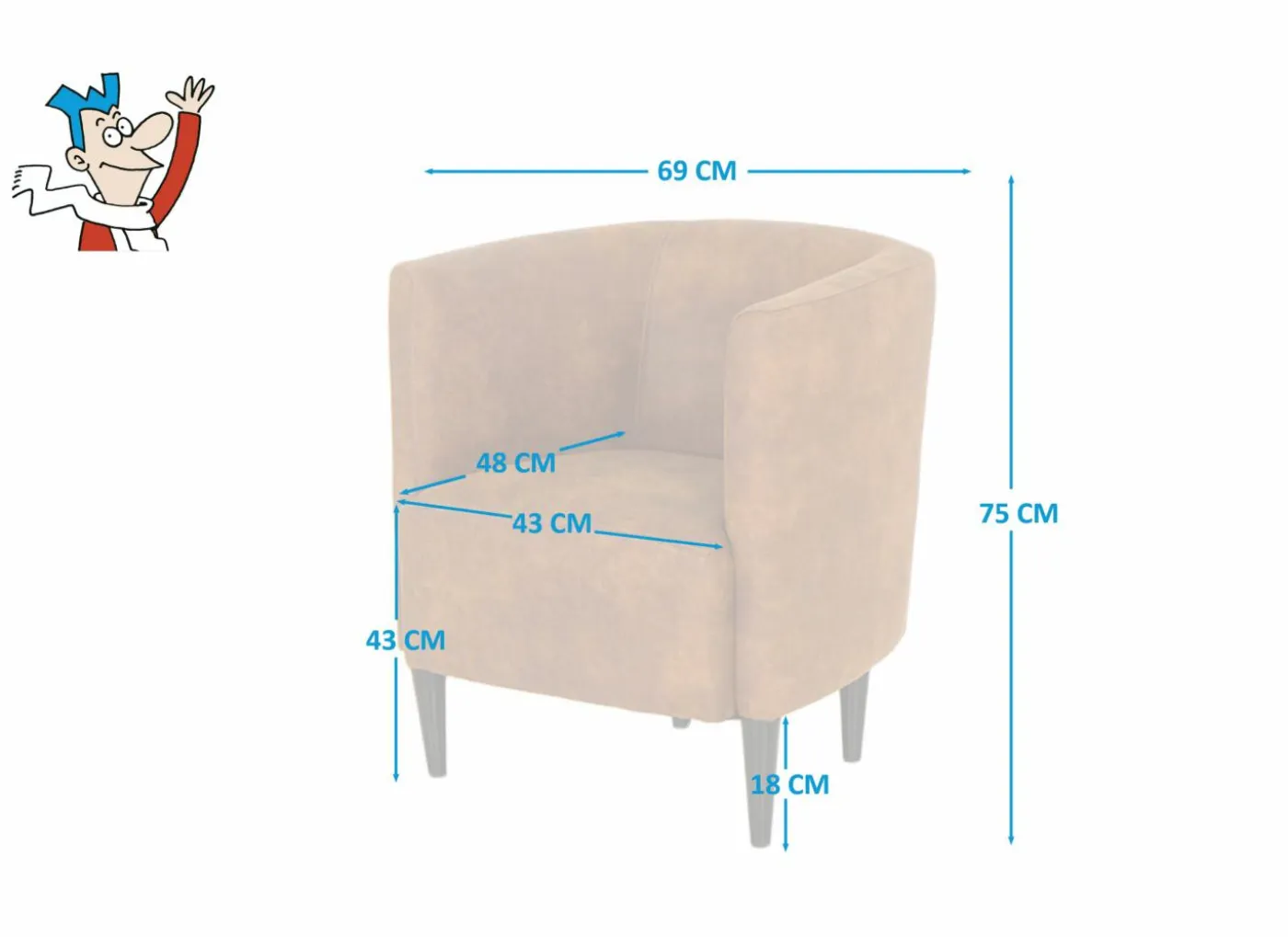 Fauteuil Navarra 69x66x75cm - stof - cognac