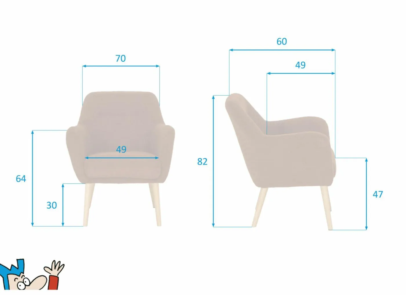 Fauteuil Pacha 70x60x82cm - stof - groen