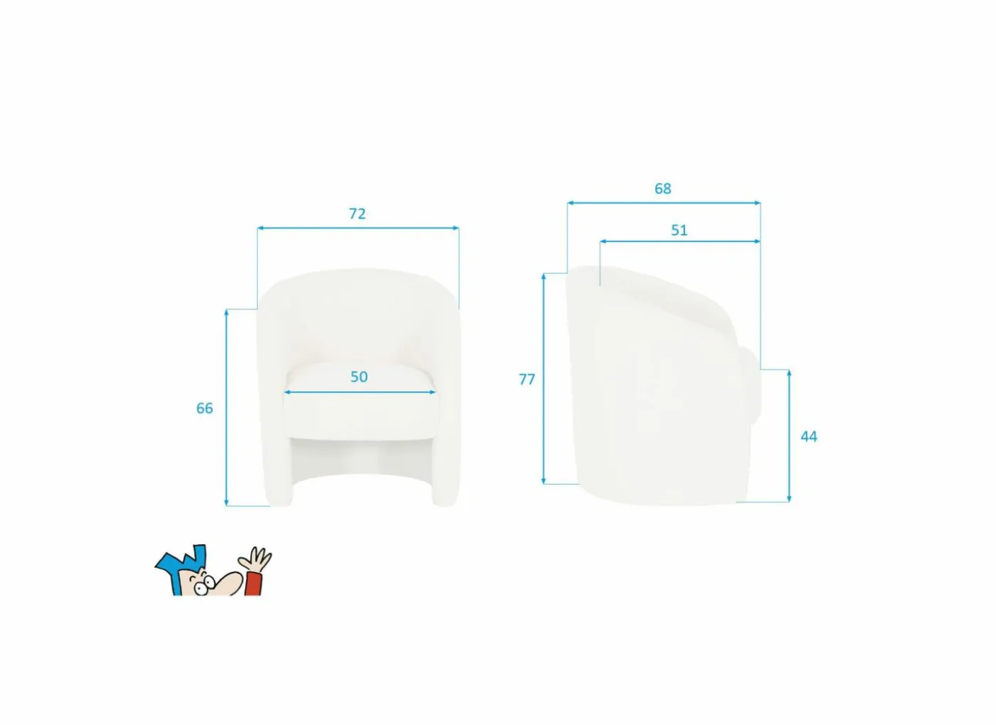 Fauteuil View 72x68x77cm - stof - wit