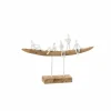 Figuur Mensen op bank H30,5cm - hout massief & metaal - naturel/wit