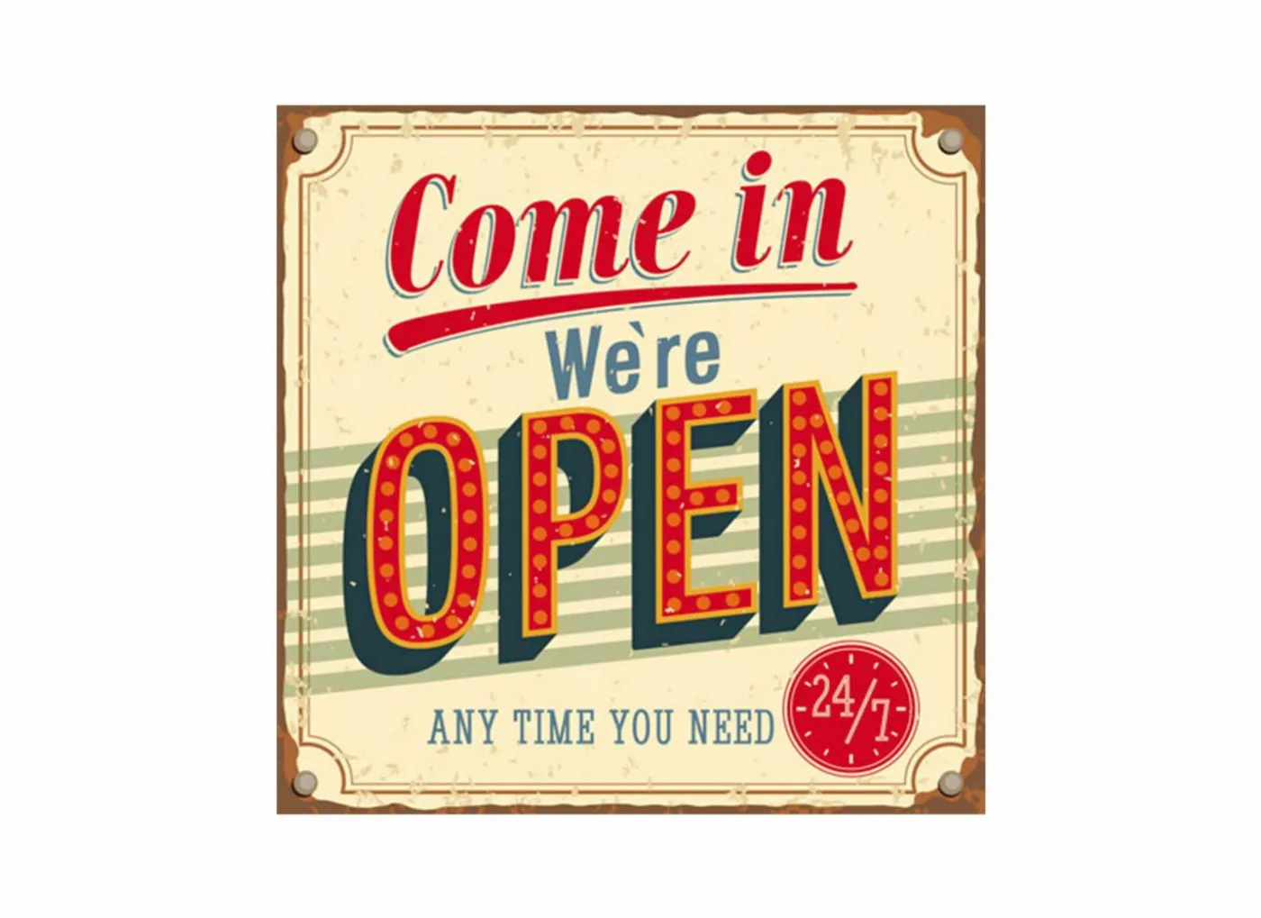 Foto op canvas We're Open 60x60cm