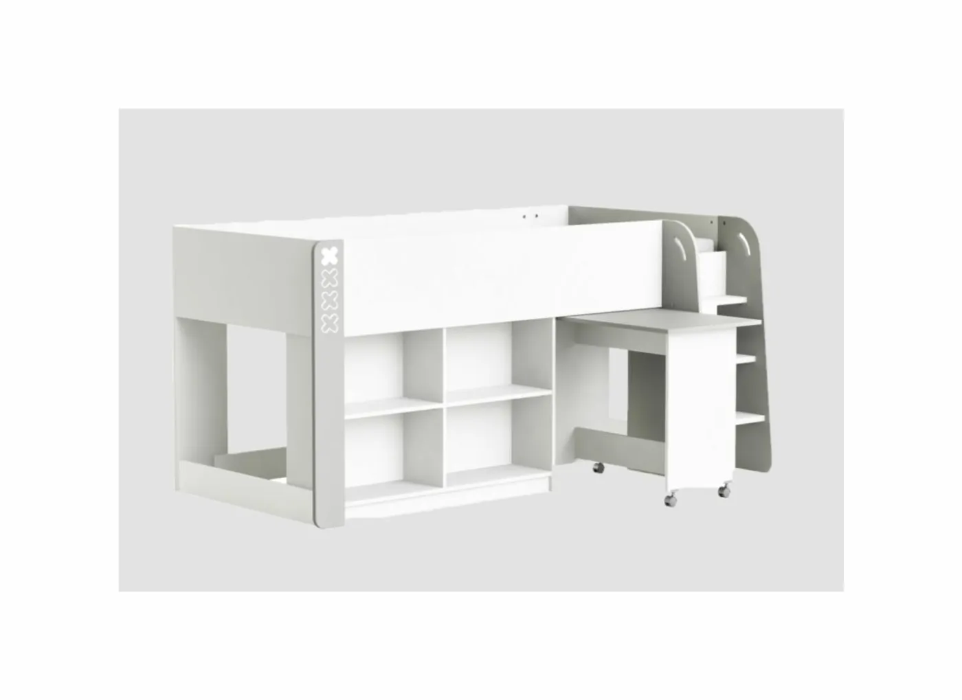 Halfhoogslaper Hampton 90x200cm - decor - wit & grijs